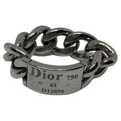 Christian DIOR Gourmette Chain White Gold 18K Ring