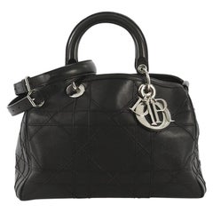 Christian Dior Granville Polochon Handbag Cannage Quilt Leather Medium