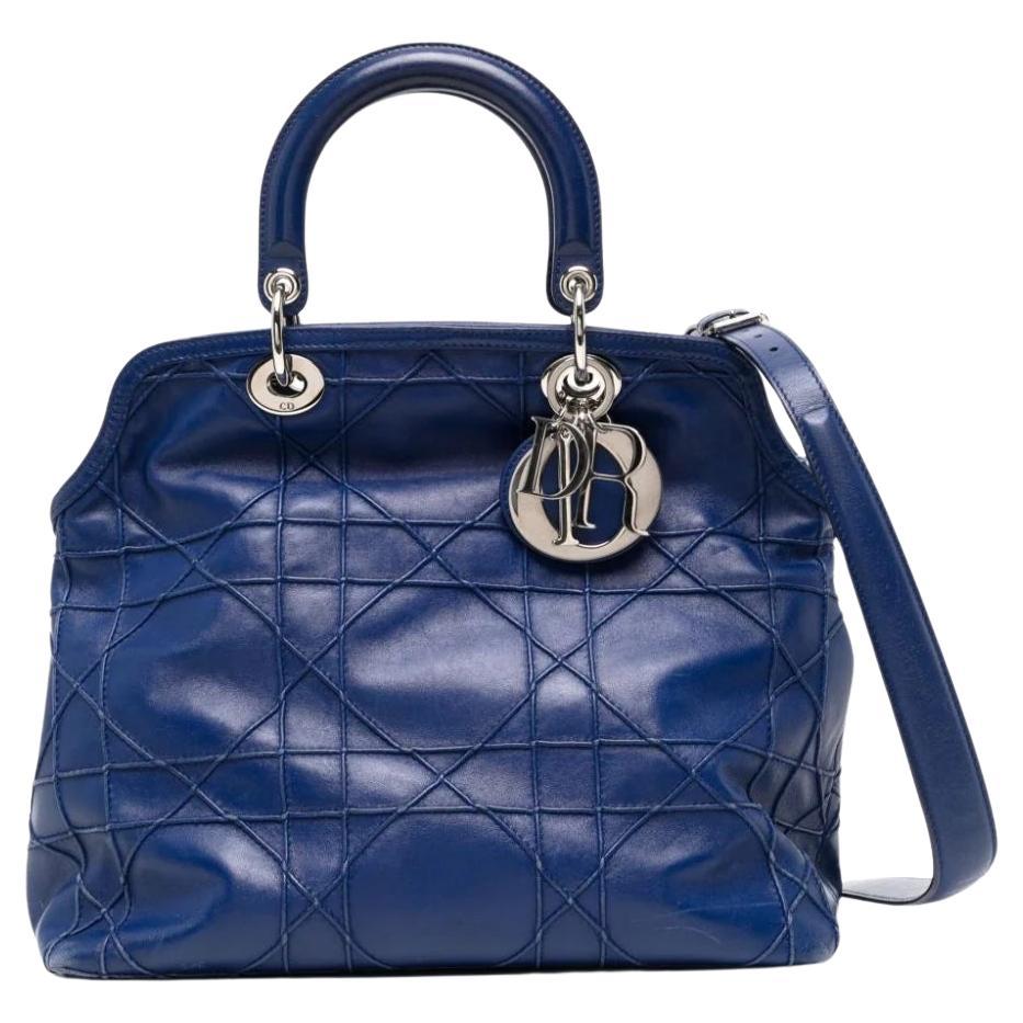 Christian Dior Granville Satchel Cannage Quilt Leather Bag