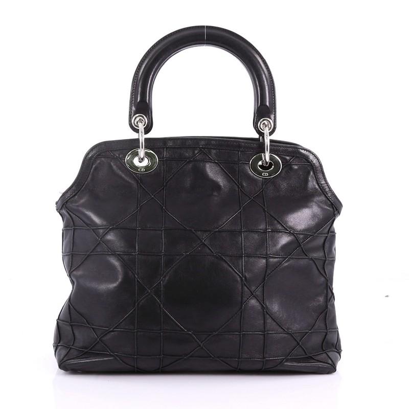 Christian Dior Granville Satchel Cannage Quilt Leather Medium In Good Condition In NY, NY