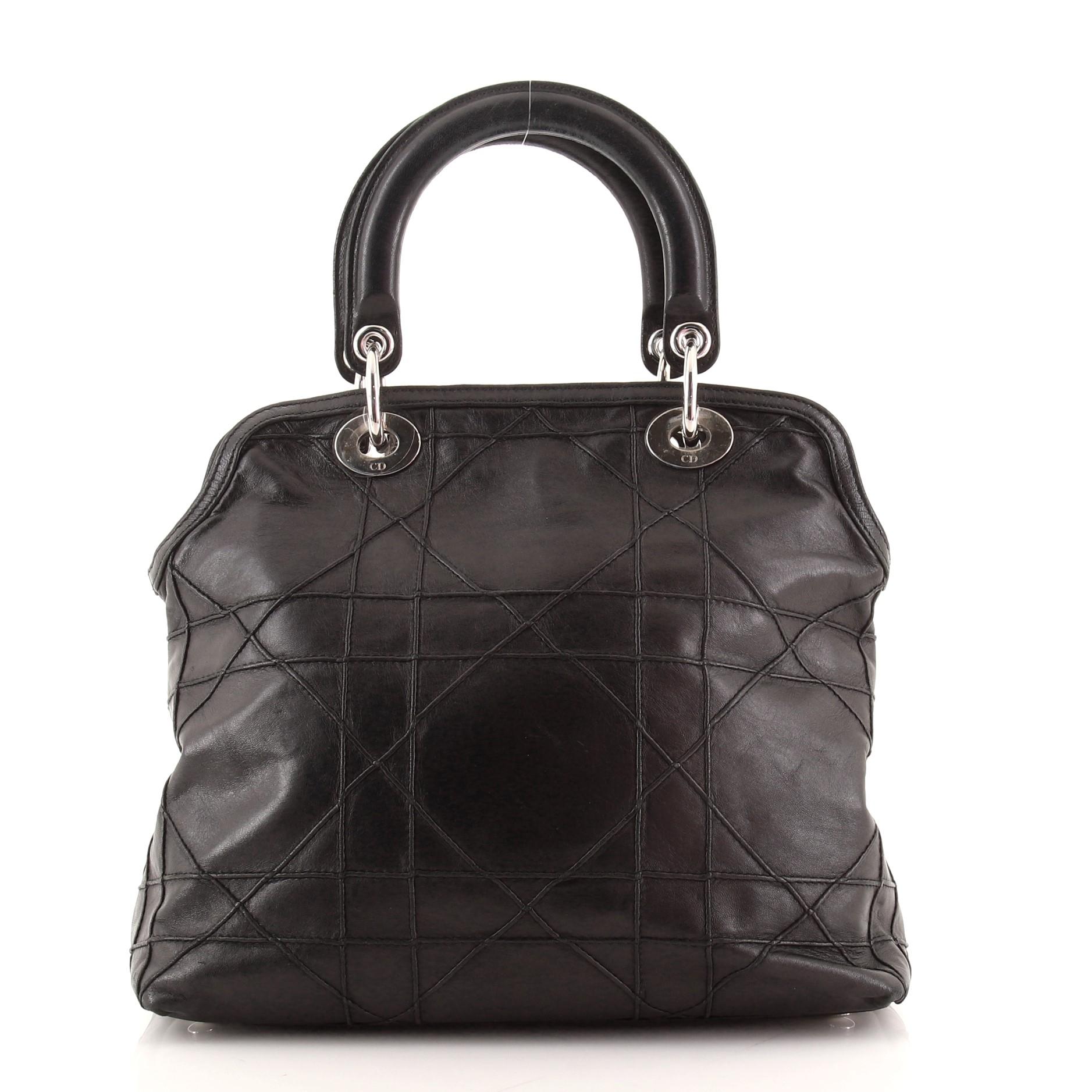 Christian Dior Granville Satchel Cannage Quilt Leder Klein im Zustand „Gut“ in NY, NY