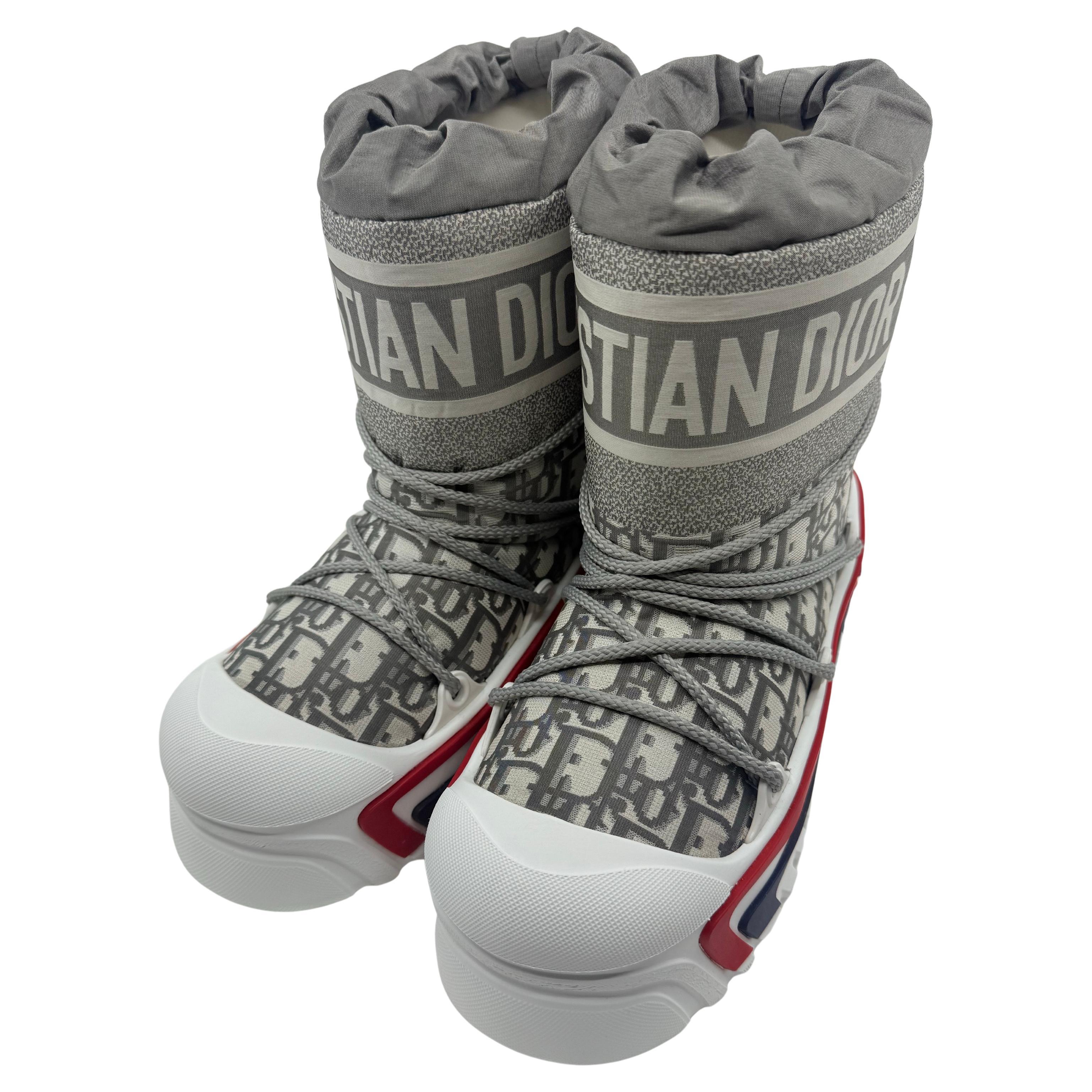 Bottes de neige Alps grises et blanches de Christian Dior en vente