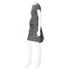 Christian Dior Gray Lightweight Wool Avant Garde Peplum Dress