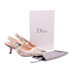 Christian Dior Graue Toile de Jouy J'adior Slingback Pumpe mit Absatz