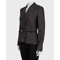 Christian Dior Gray Wool Angora Fitted Jacket with Belt Sz. FR 38