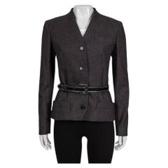 Christian Dior Gray Wool Angora Fitted Jacket with Belt Sz. FR 38