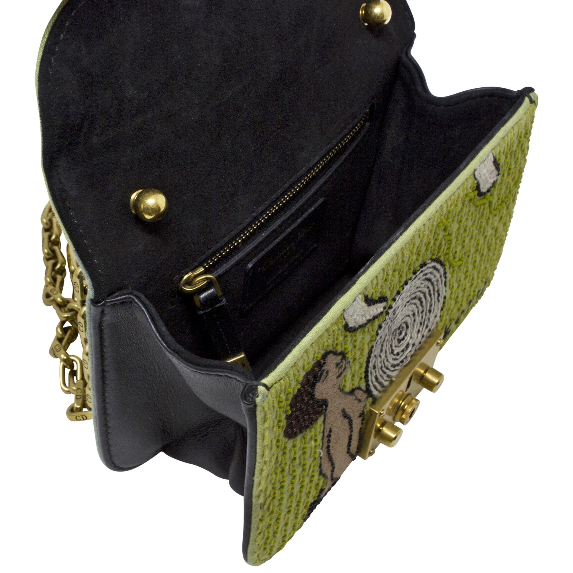 Christian Dior Green Beaded Dioraddict Flap Bag For Sale 1