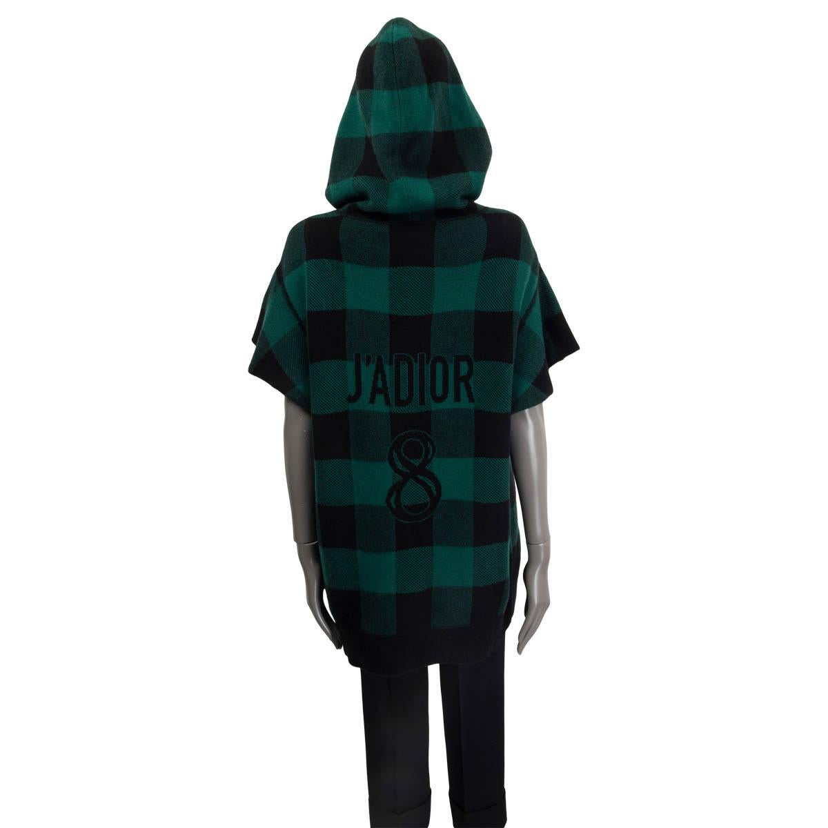 Women's CHRISTIAN DIOR green & black cashmere J'ADIOR 8 PLAID HOODED Sweater 38 S For Sale
