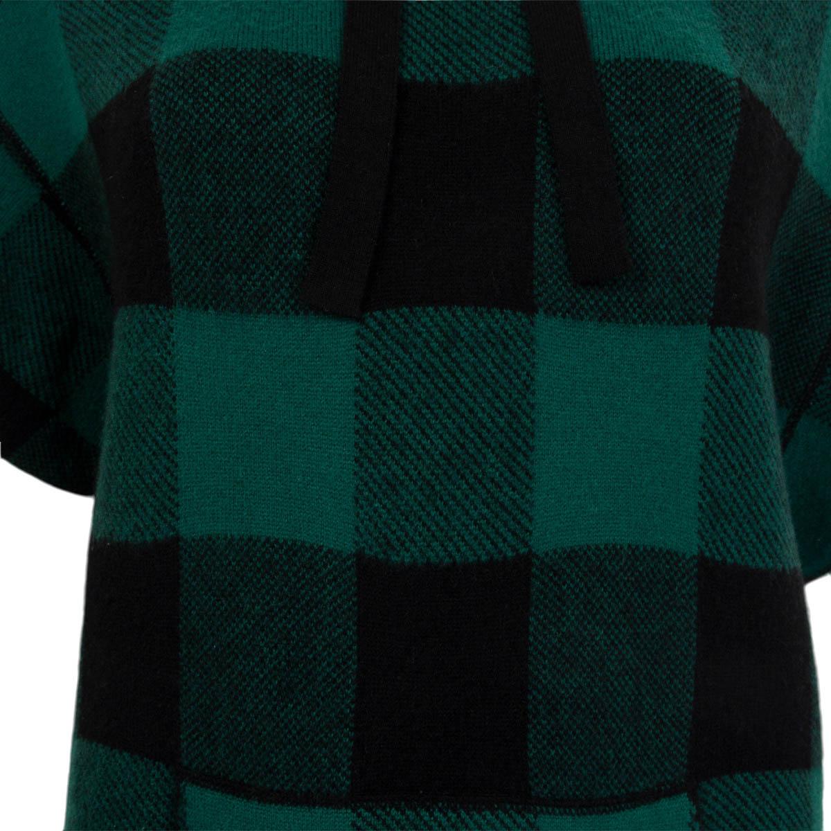 CHRISTIAN DIOR green & black cashmere J'ADIOR 8 PLAID HOODED Sweater 38 S For Sale 1