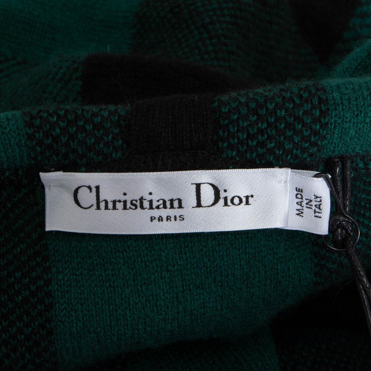 CHRISTIAN DIOR green & black cashmere J'ADIOR 8 PLAID HOODED Sweater 38 S For Sale 2