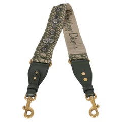 Christian Dior Green Canvas Oblique Studded Bohemian Shoulder Strap