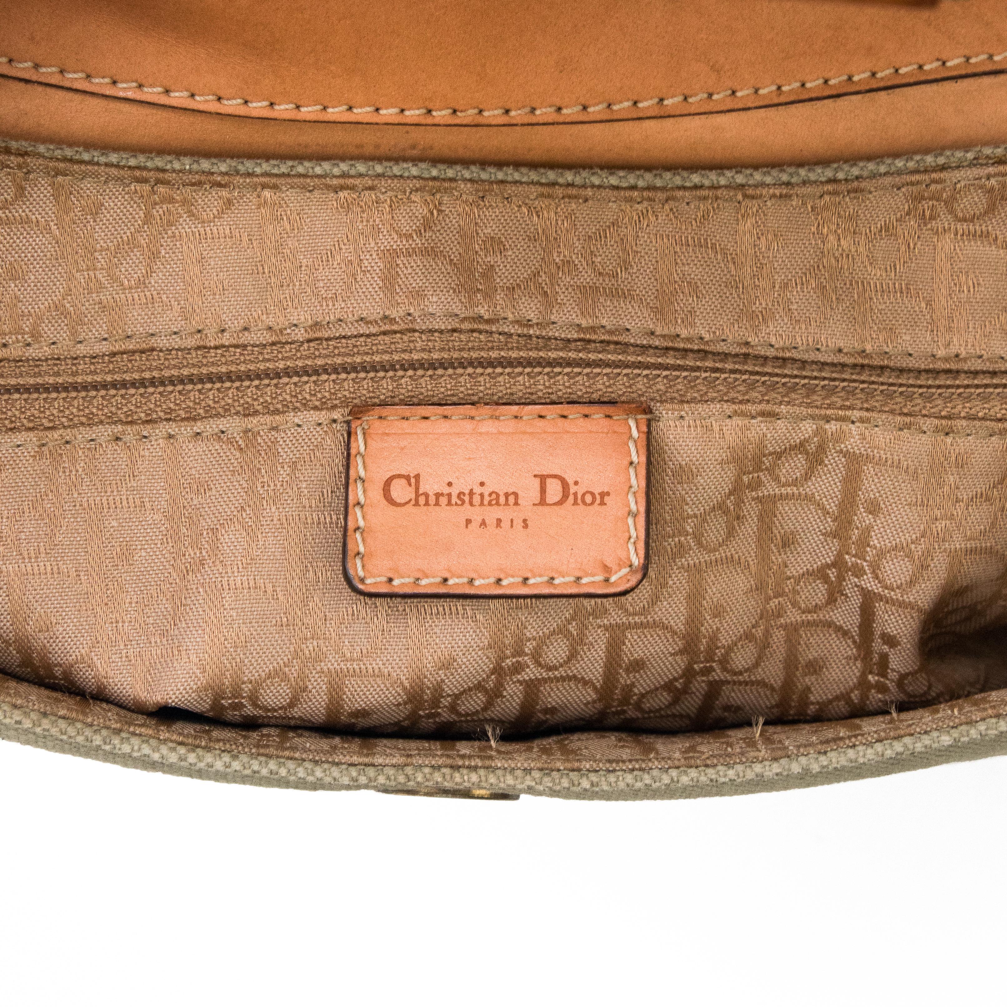 Christian Dior Green Canvas Street Chic Columbus Shoulder Bag For Sale 7