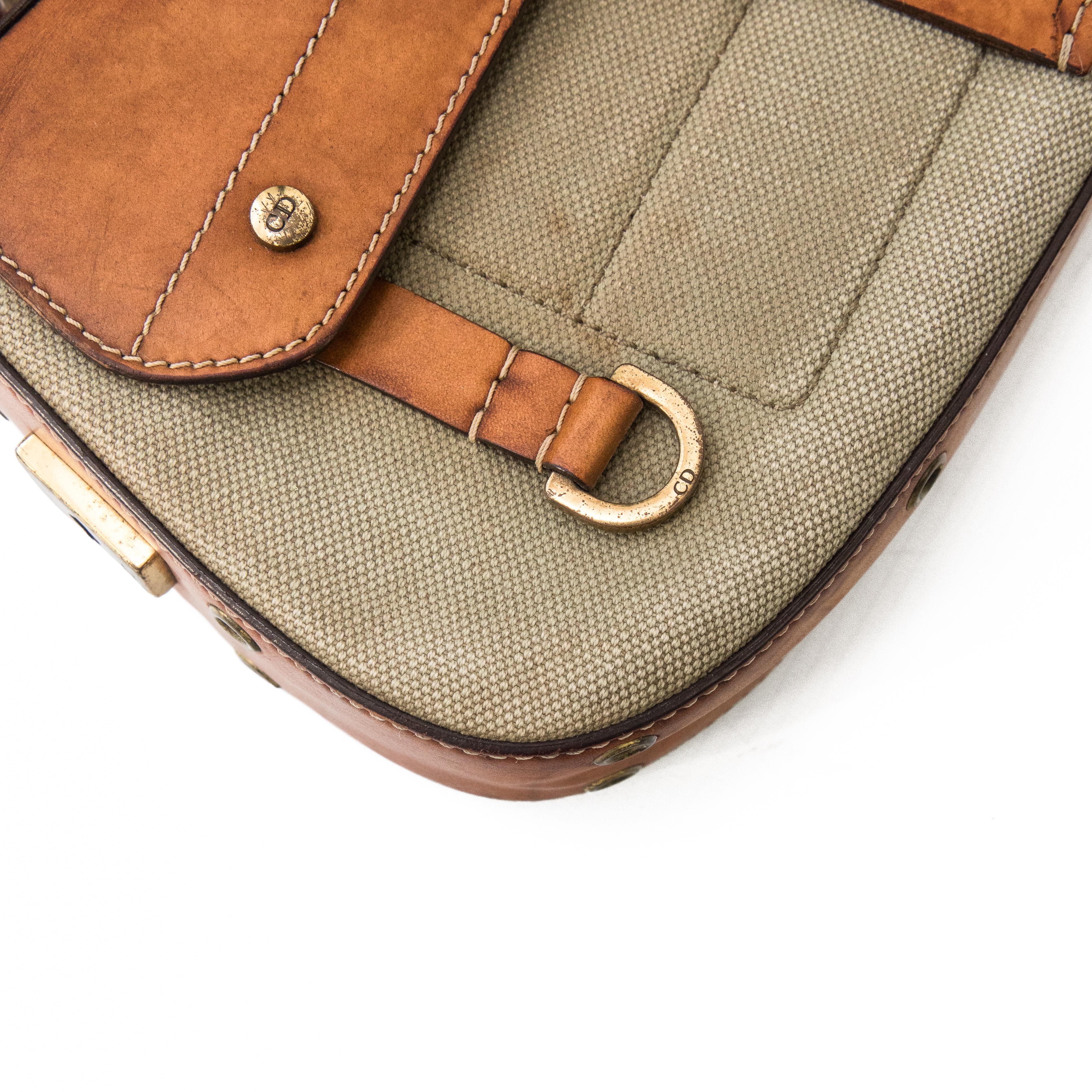 Christian Dior Green Canvas Street Chic Columbus Shoulder Bag For Sale 4