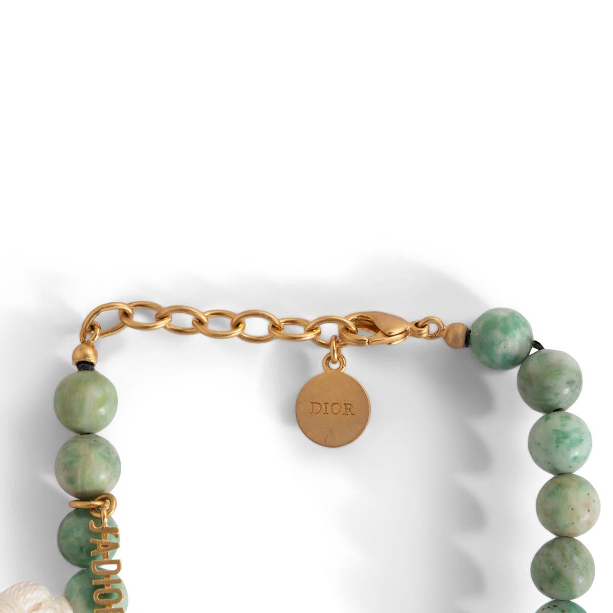 CHRISTIAN DIOR, bracelet / collier ras du cou en perles de jaspe vert DIORGARDEN Pour femmes en vente