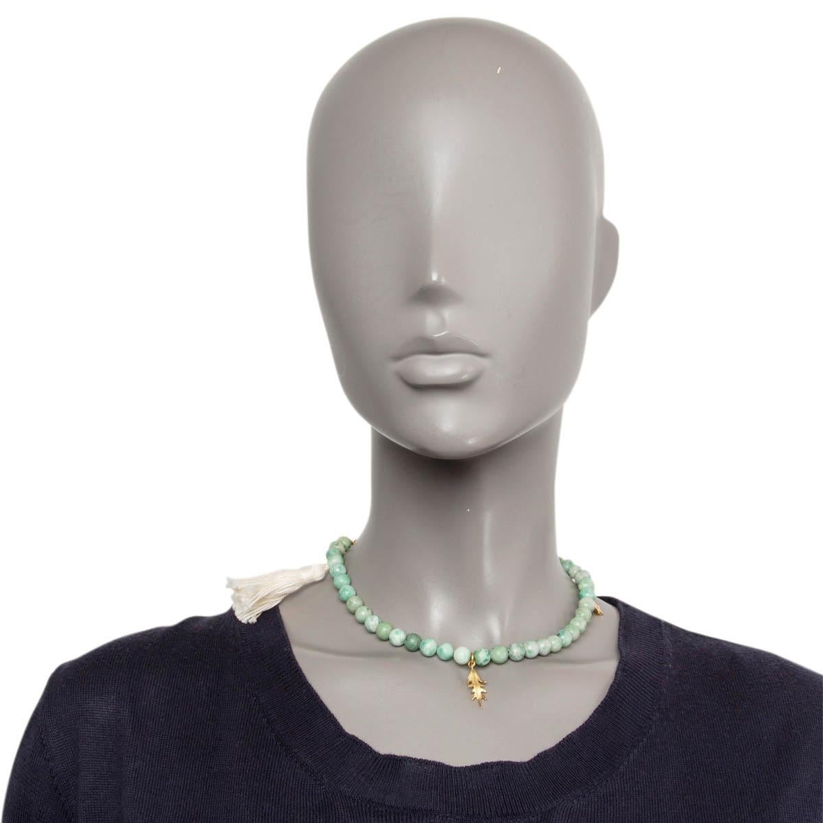 CHRISTIAN DIOR, bracelet / collier ras du cou en perles de jaspe vert DIORGARDEN en vente 1