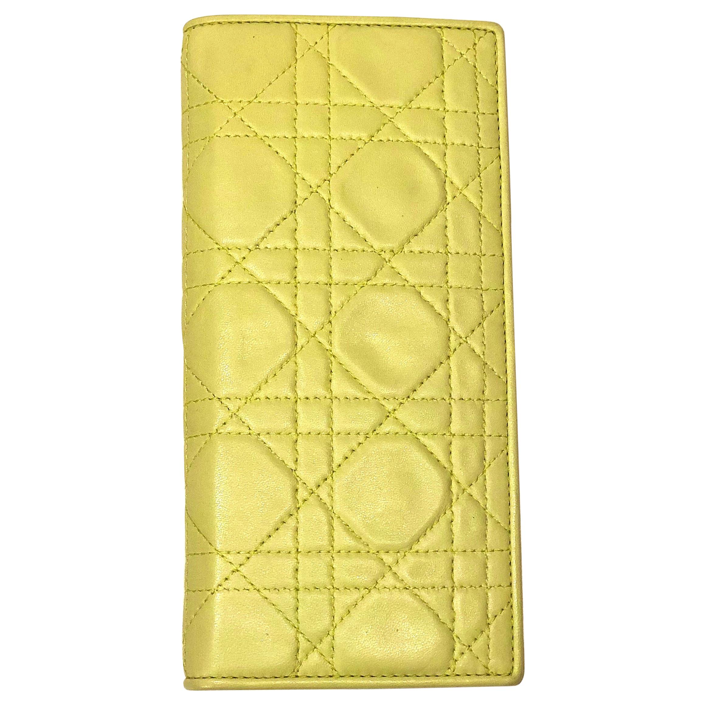 Christian Dior Green Lambskin Leather Wallet 