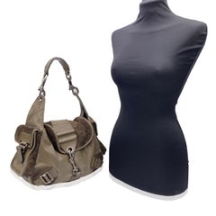Christian Dior Green Leather Suede Rebelle Shoulder Bag Handbag