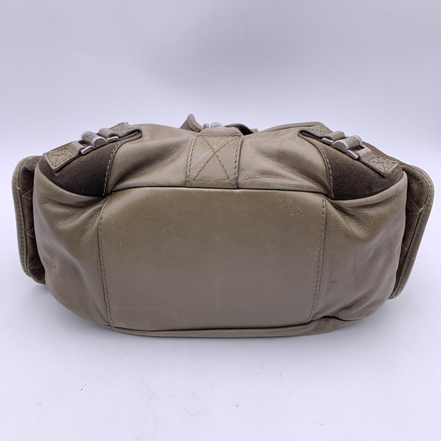 Christian Dior Green Leather Suede Rebelle Shoulder Bag Handbag 4