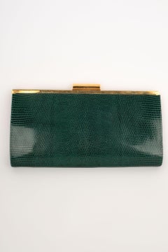 Christian Dior Green Lizard Leather "Baguette" Handbag