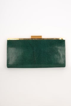 Christian Dior Green Lizard Leather "Baguette" Handbag