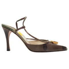 Christian Dior Green & Multicolor Camo Lock & Key Pumps