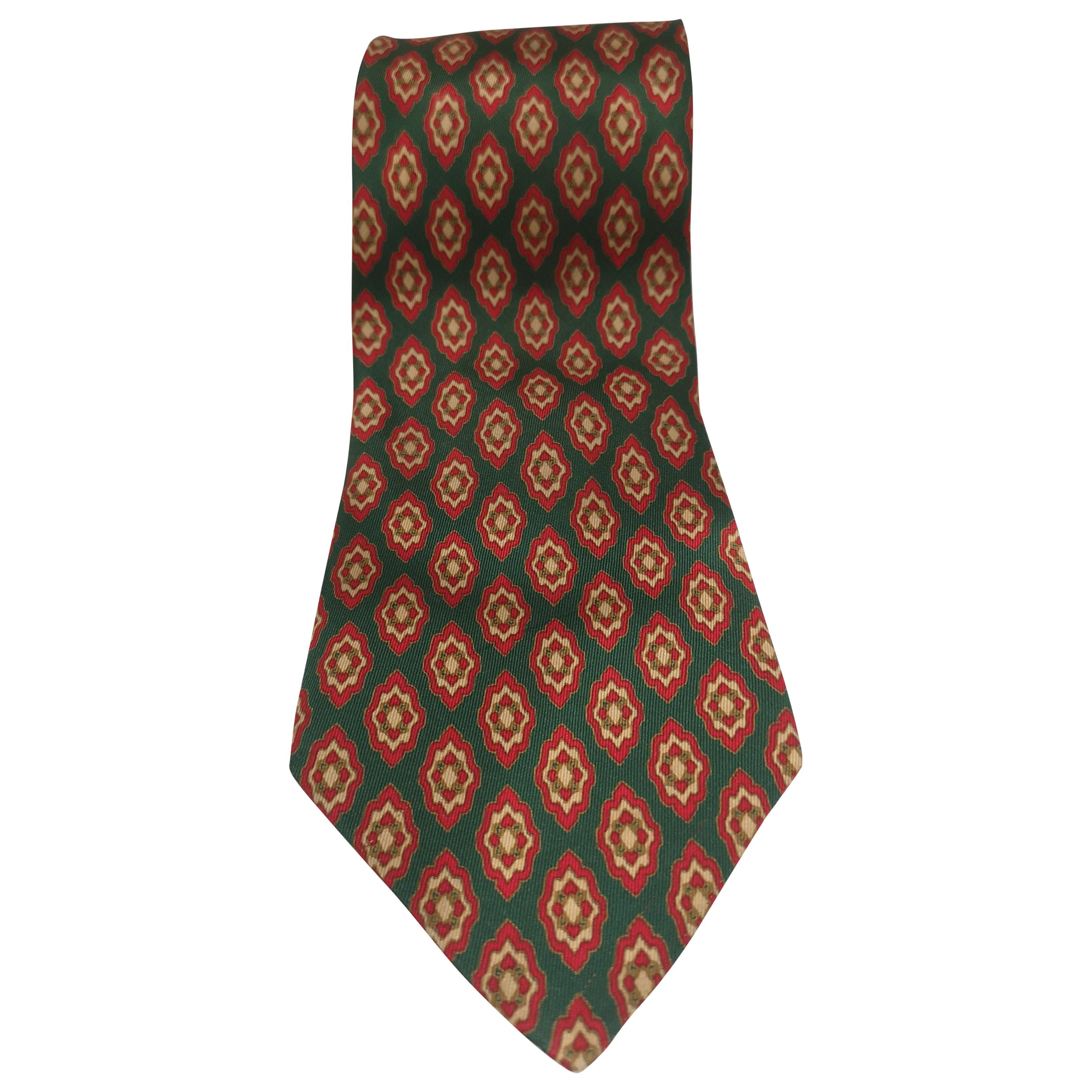 Christian Dior green multicoloured silk tie