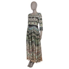 CHRISTIAN DIOR green & nude cotto 2019 KALEIDIORSCOPIC MAXI Dress 38 S