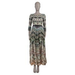 CHRISTIAN DIOR Grünes & nudefarbenes Cotto 2019 KALEIDIORSCOPIC MAXI Kleid 38 S