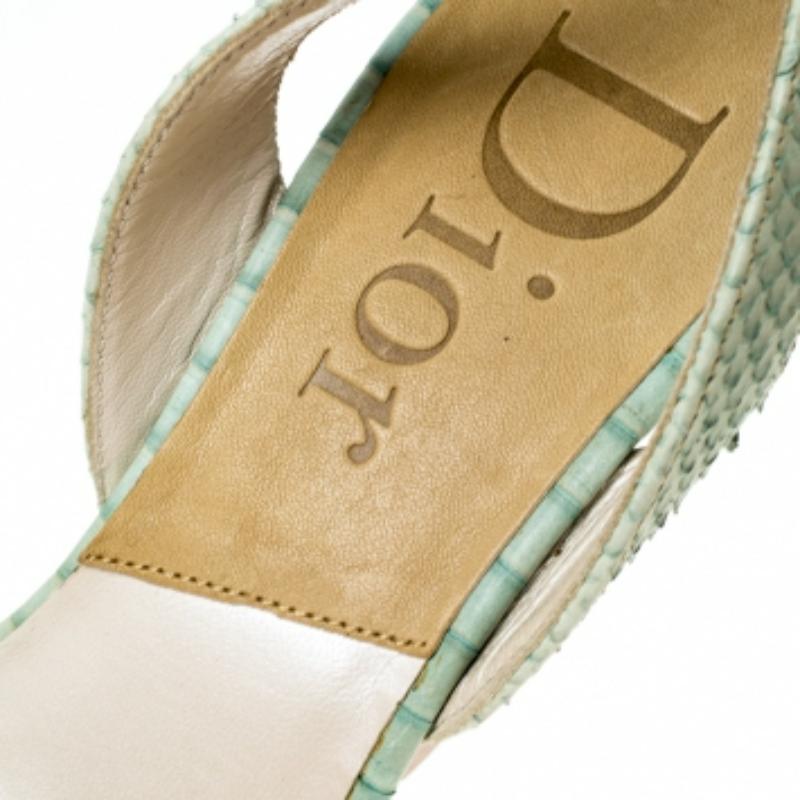 Christian Dior Greene & Greene Greene Greene Slingback Wedge Platform Sandals Size 38 en vente 2