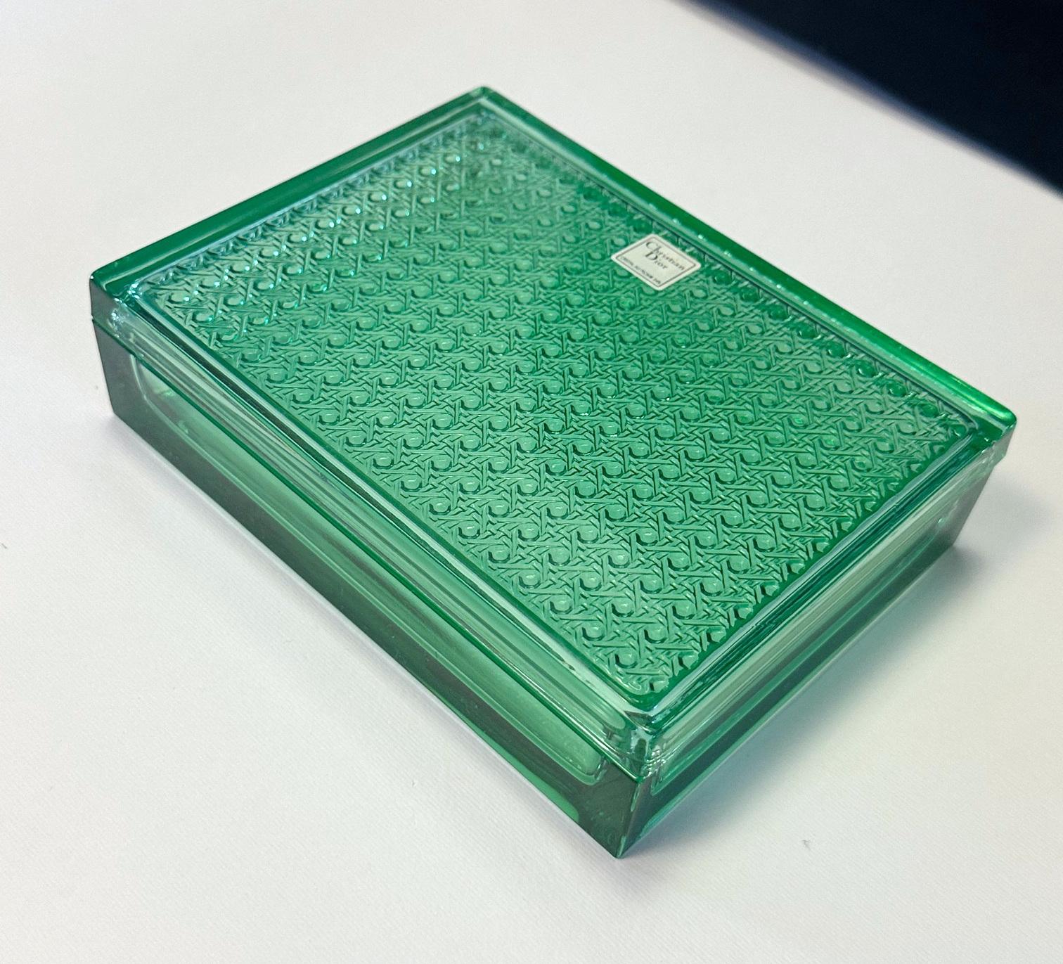 French Christian Dior Green Rectangular Glass Box For Sale
