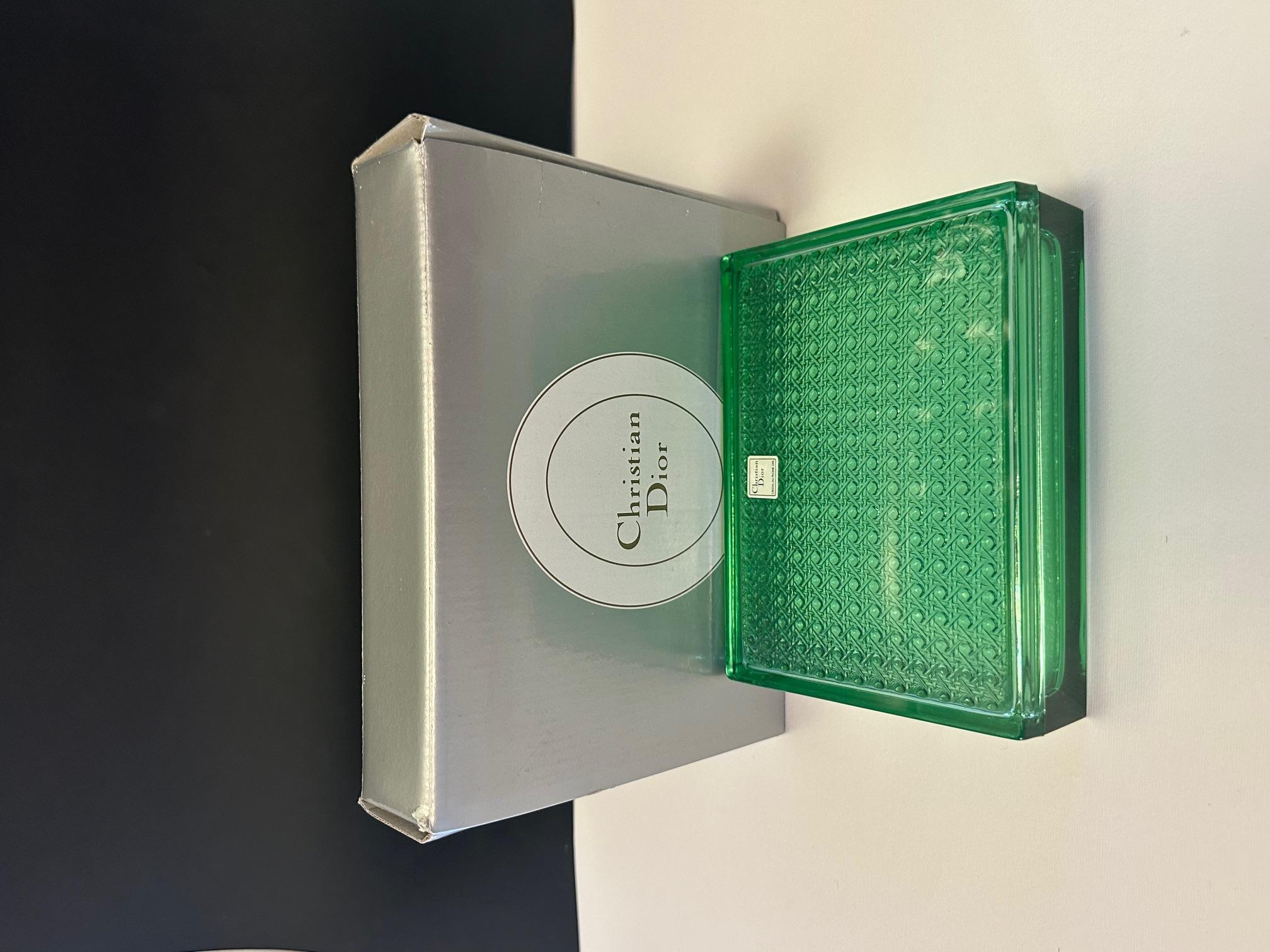Christian Dior Green Rectangular Glass Box For Sale 4