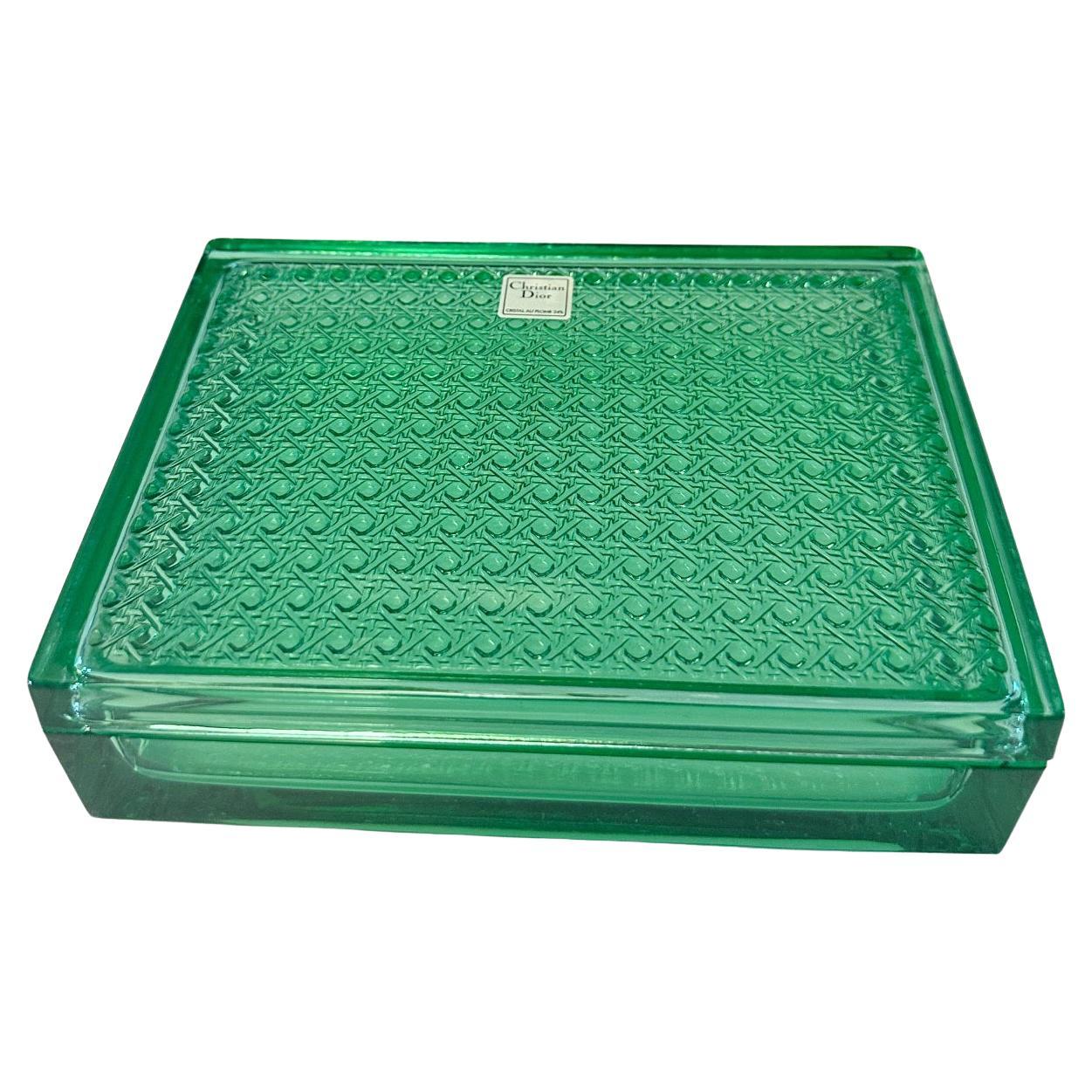 Christian Dior Green Rectangular Glass Box For Sale