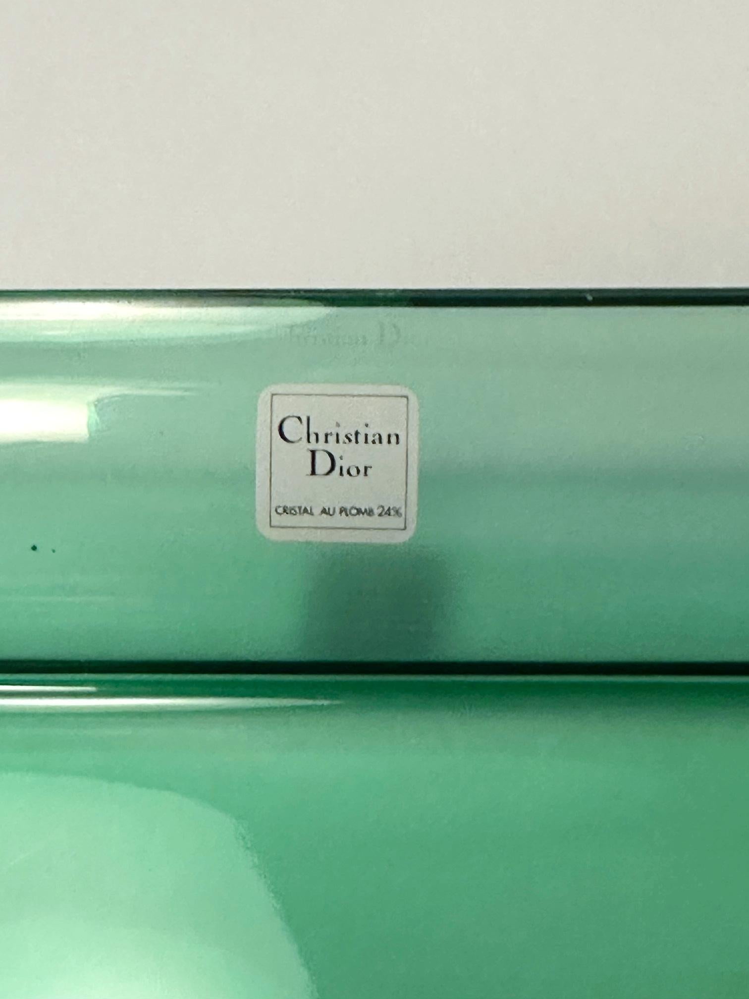 Christian Dior Green Rectangular Glass Vide Poche Change Tray or Ashtray For Sale 1
