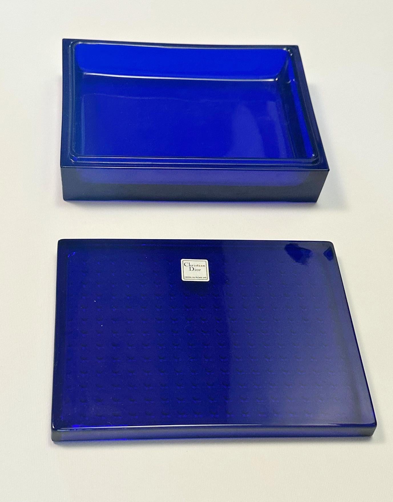 Christian Dior Cobalt Blue Rectangular Glass Box For Sale 1