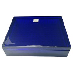 Christian Dior Caja rectangular de cristal azul cobalto