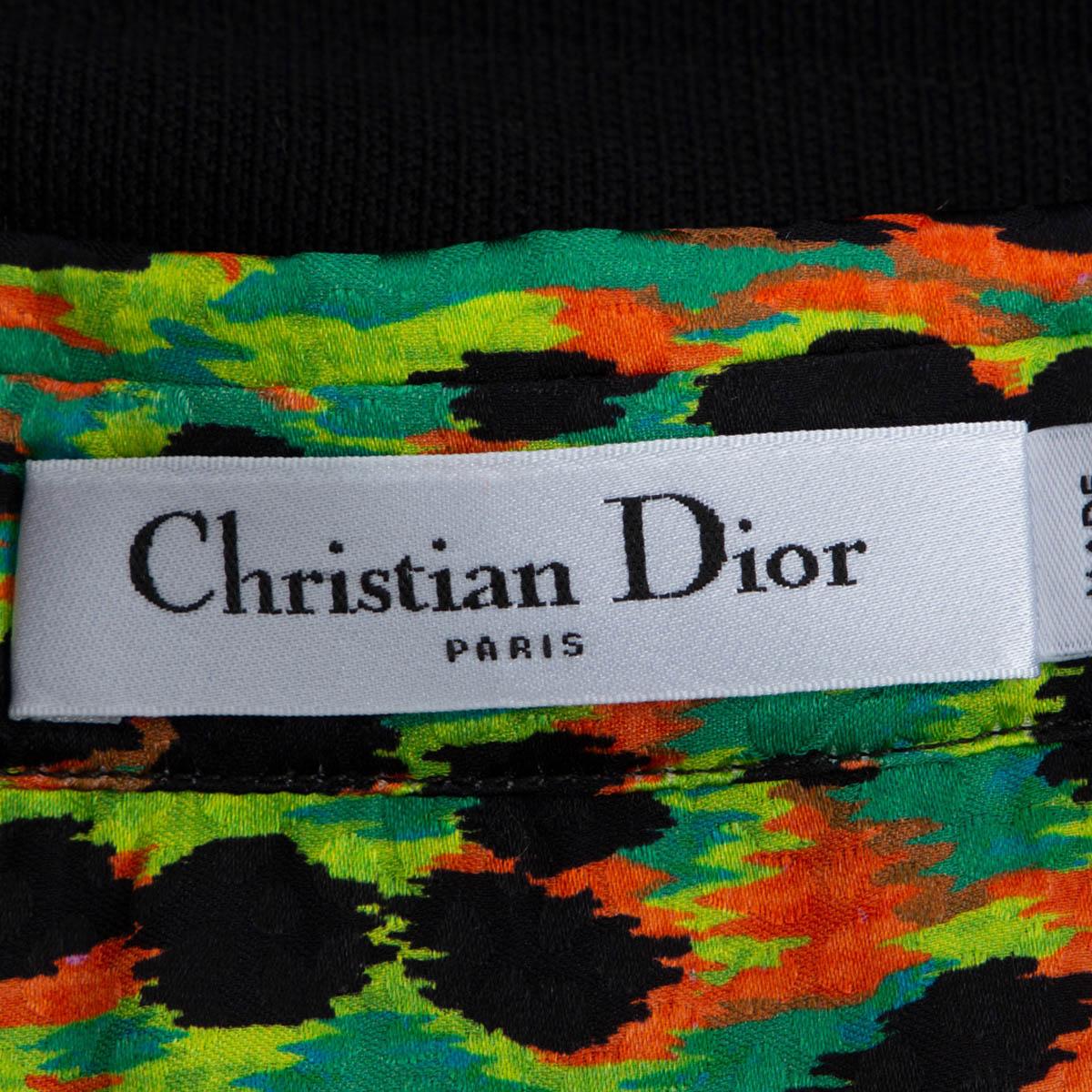 CHRISTIAN DIOR green silk 2022 LEOPARD Sleeveless Blouse Shirt 36 XS For Sale 3