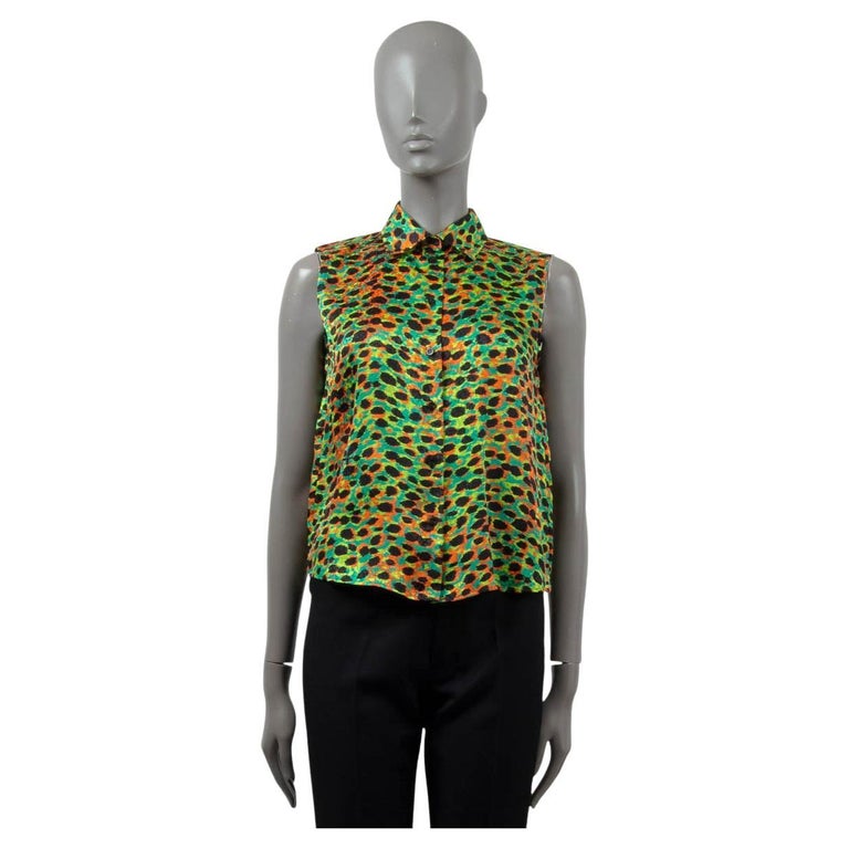 Chemisier sans manches CHRISTIAN DIOR en soie verte 2022 LEOPARD