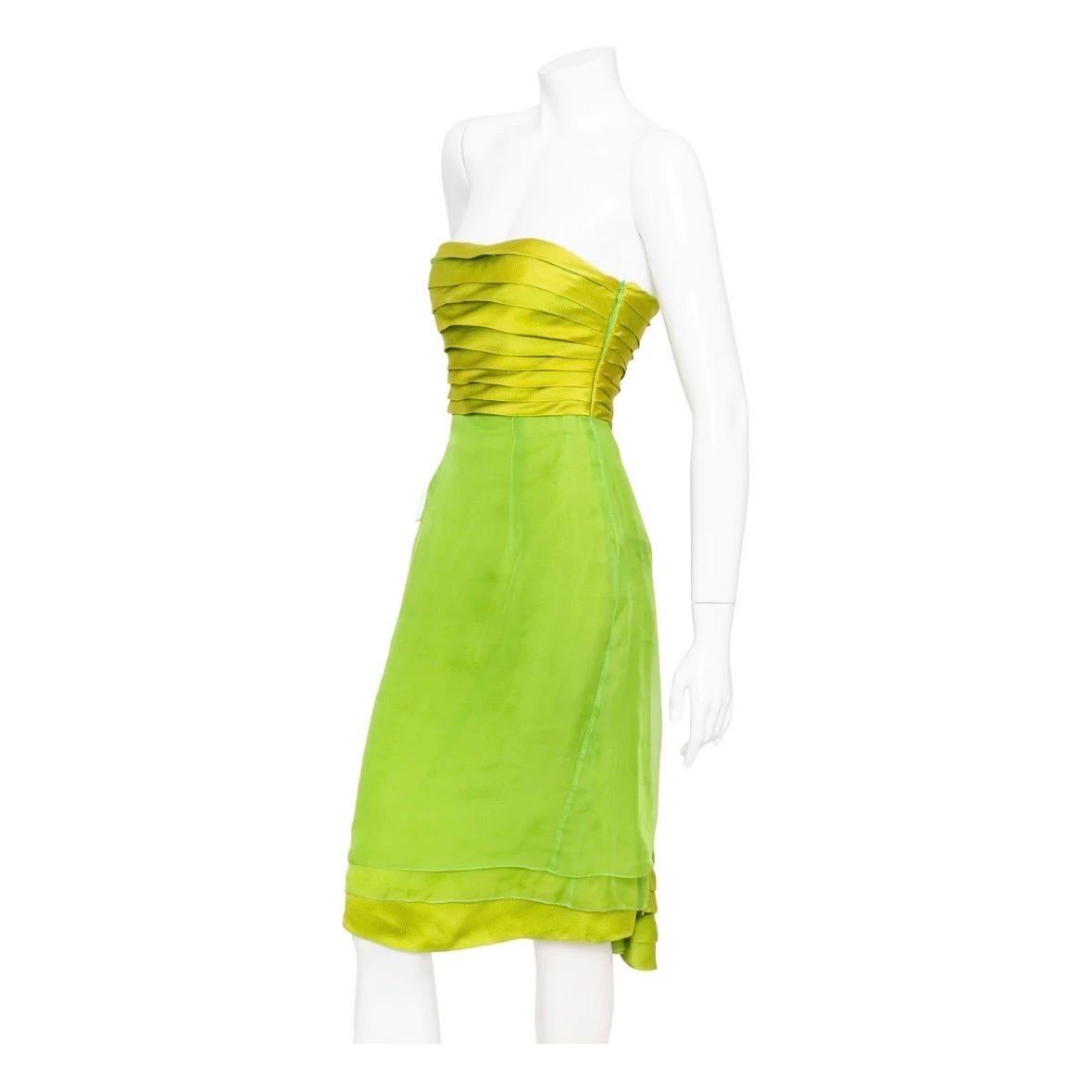 Women's Christian Dior Green Silk Cocktail Dress (John Galliano for Dior 2007) For Sale