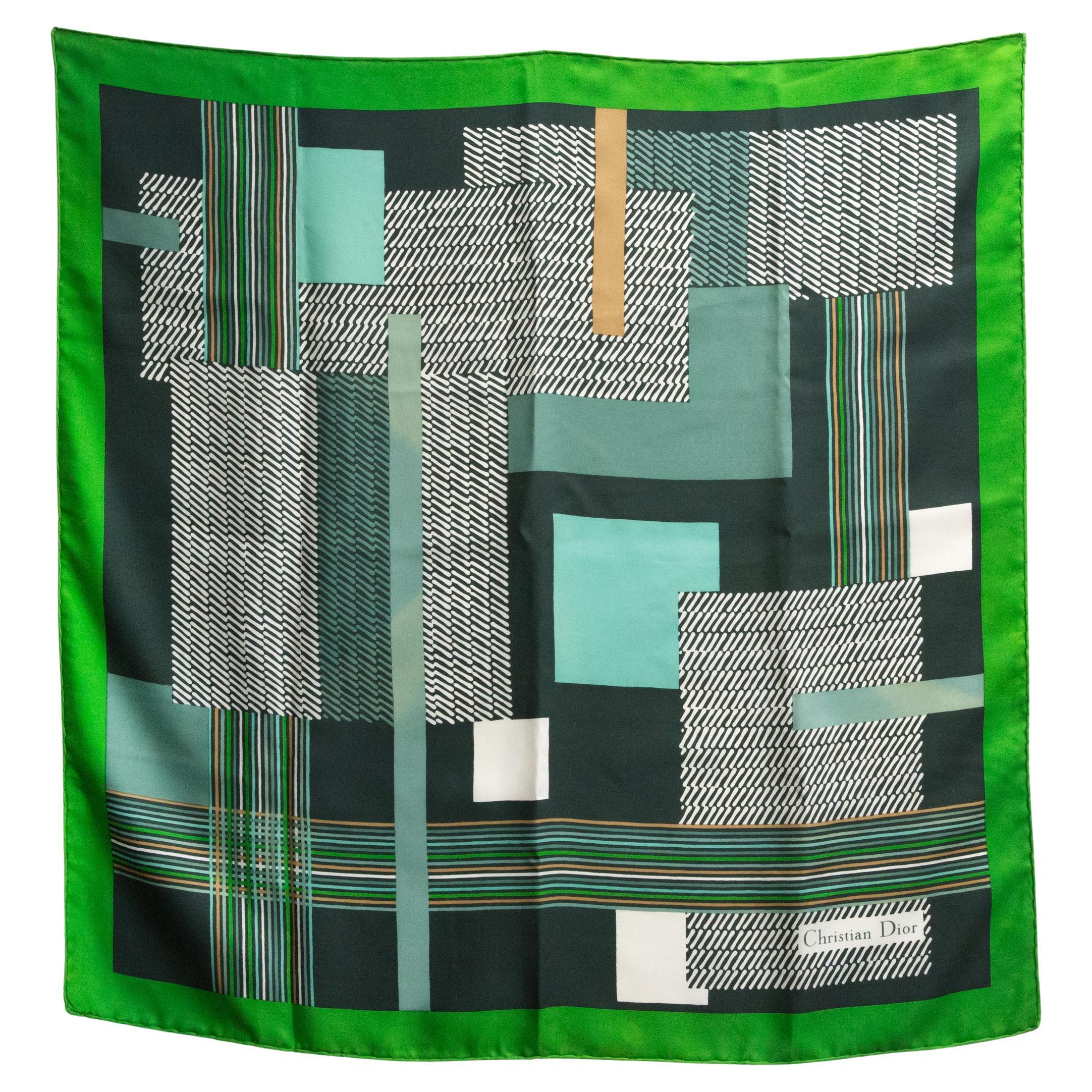 Christian Dior Green Silk Scarf