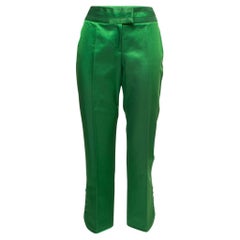 Pantalon court Christian Dior vert en sergé avec boutons 