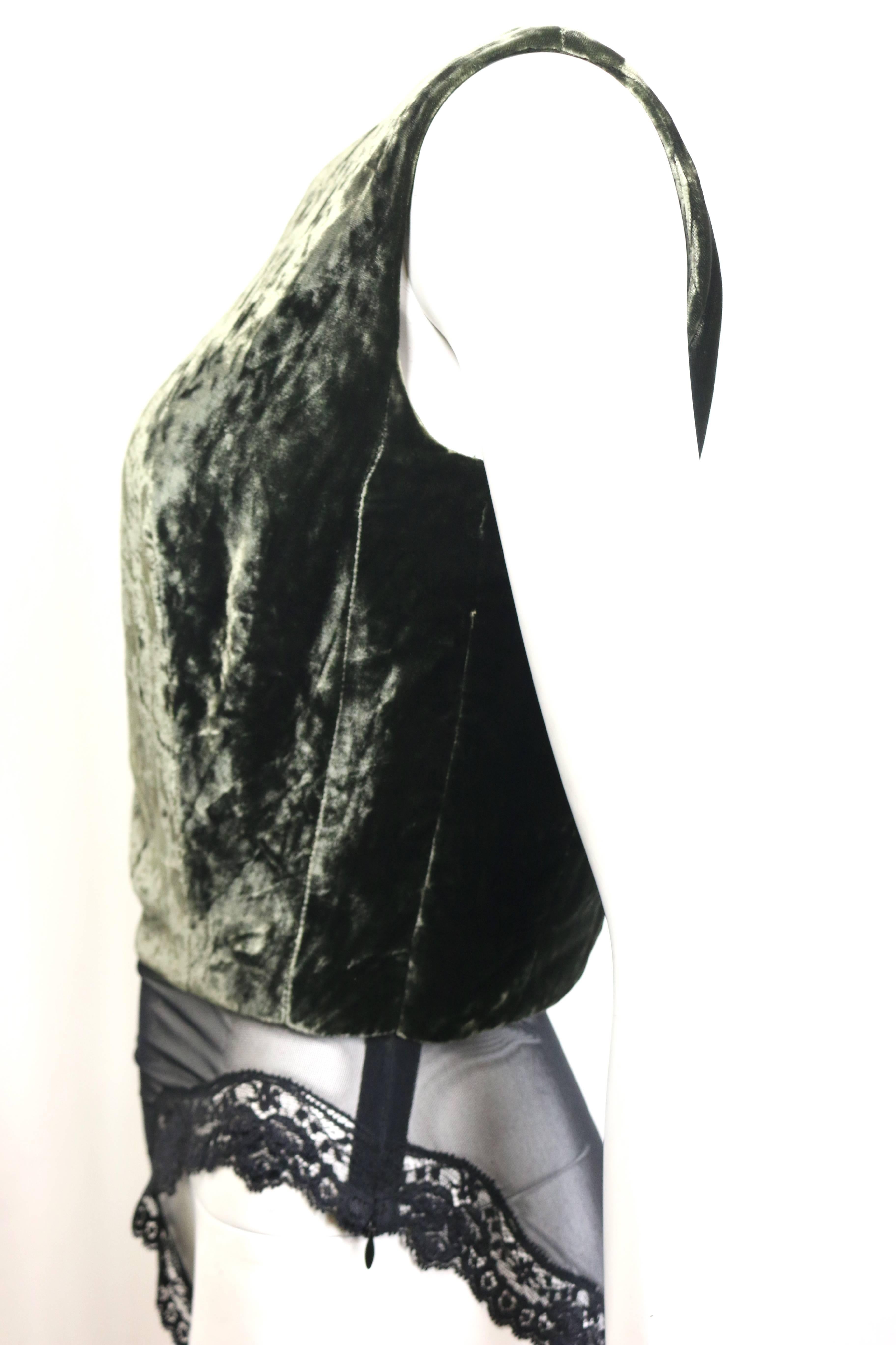 Christian Dior Green Velvet Sleevesless Bodysuit  In Excellent Condition In Sheung Wan, HK
