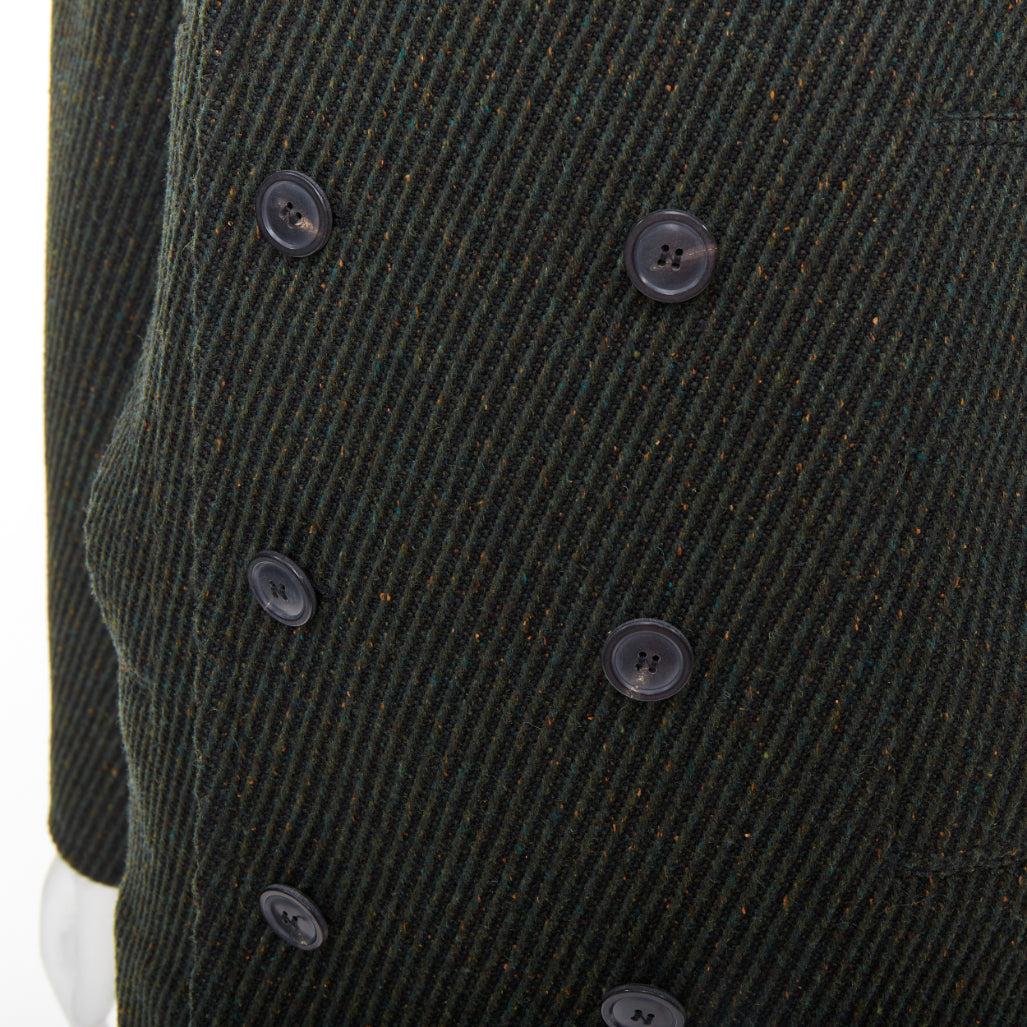 Nero CHRISTIAN DIOR cappotto doppiopetto a costine in lana vergine verde FR36 S in vendita