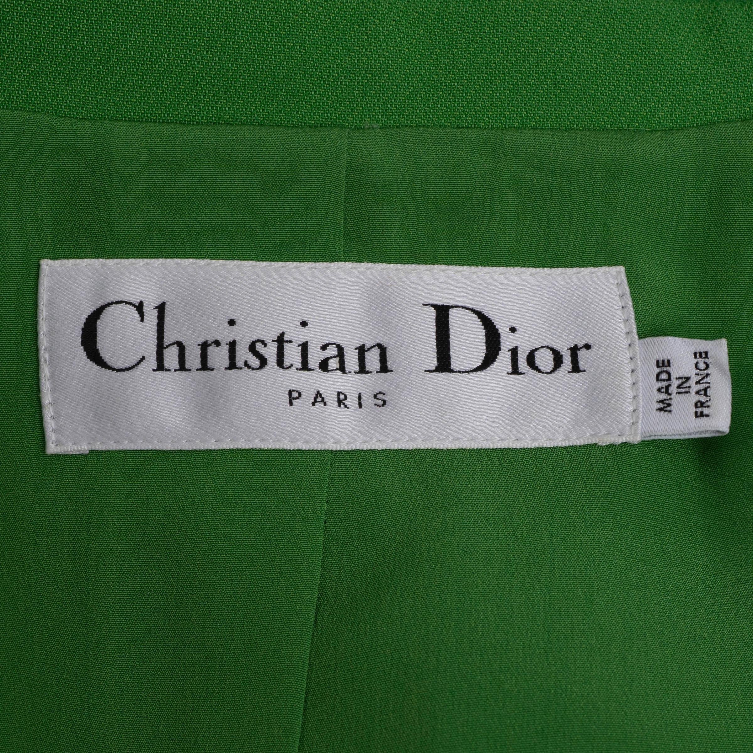 CHRISTIAN DIOR Giacca verde in lana e seta 2022 CROPPED 40 M in vendita 2