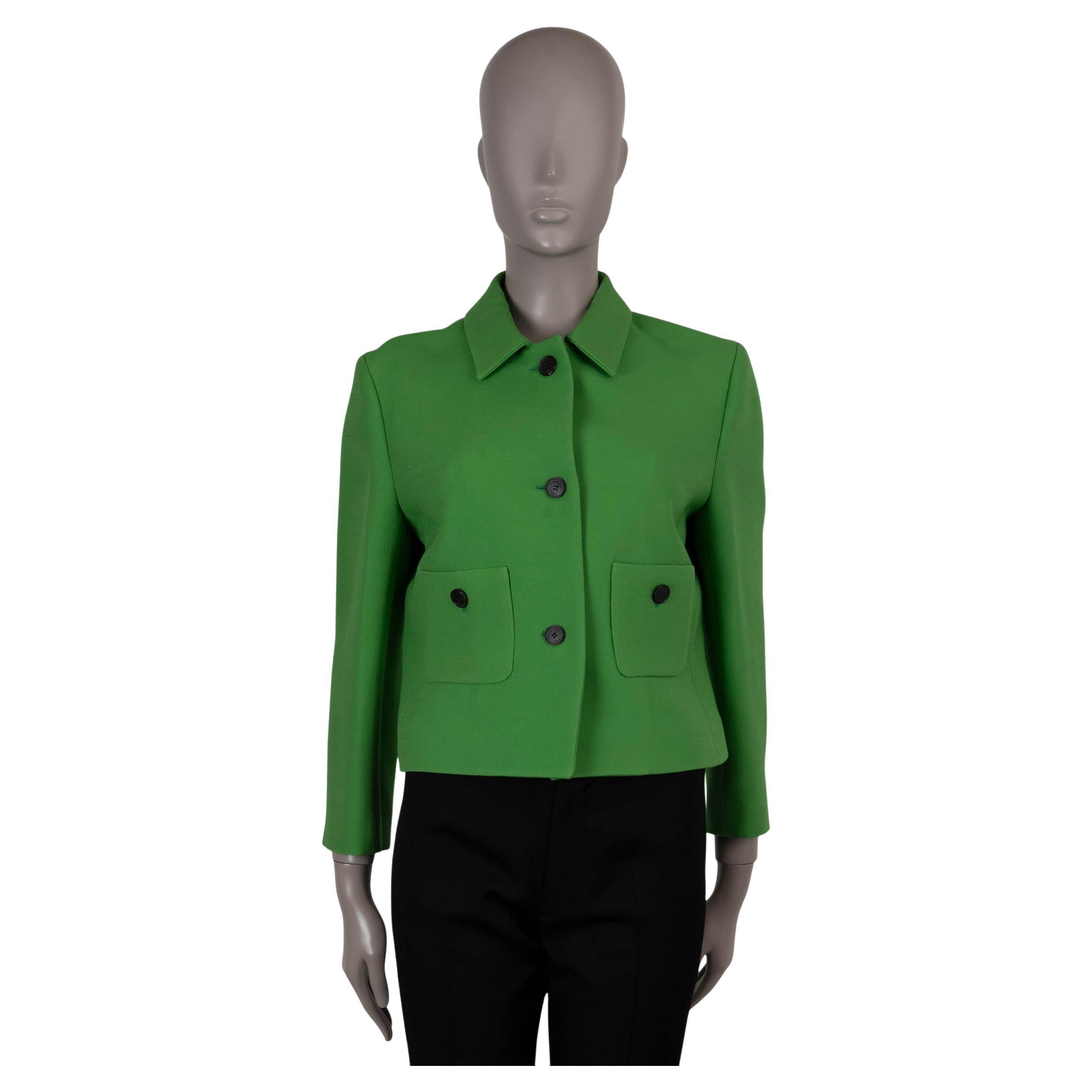 CHRISTIAN DIOR Giacca verde in lana e seta 2022 CROPPED 40 M in vendita