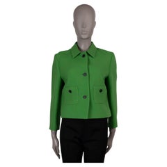 CHRISTIAN DIOR green wool & silk 2022 CROPPED Jacket 40 M