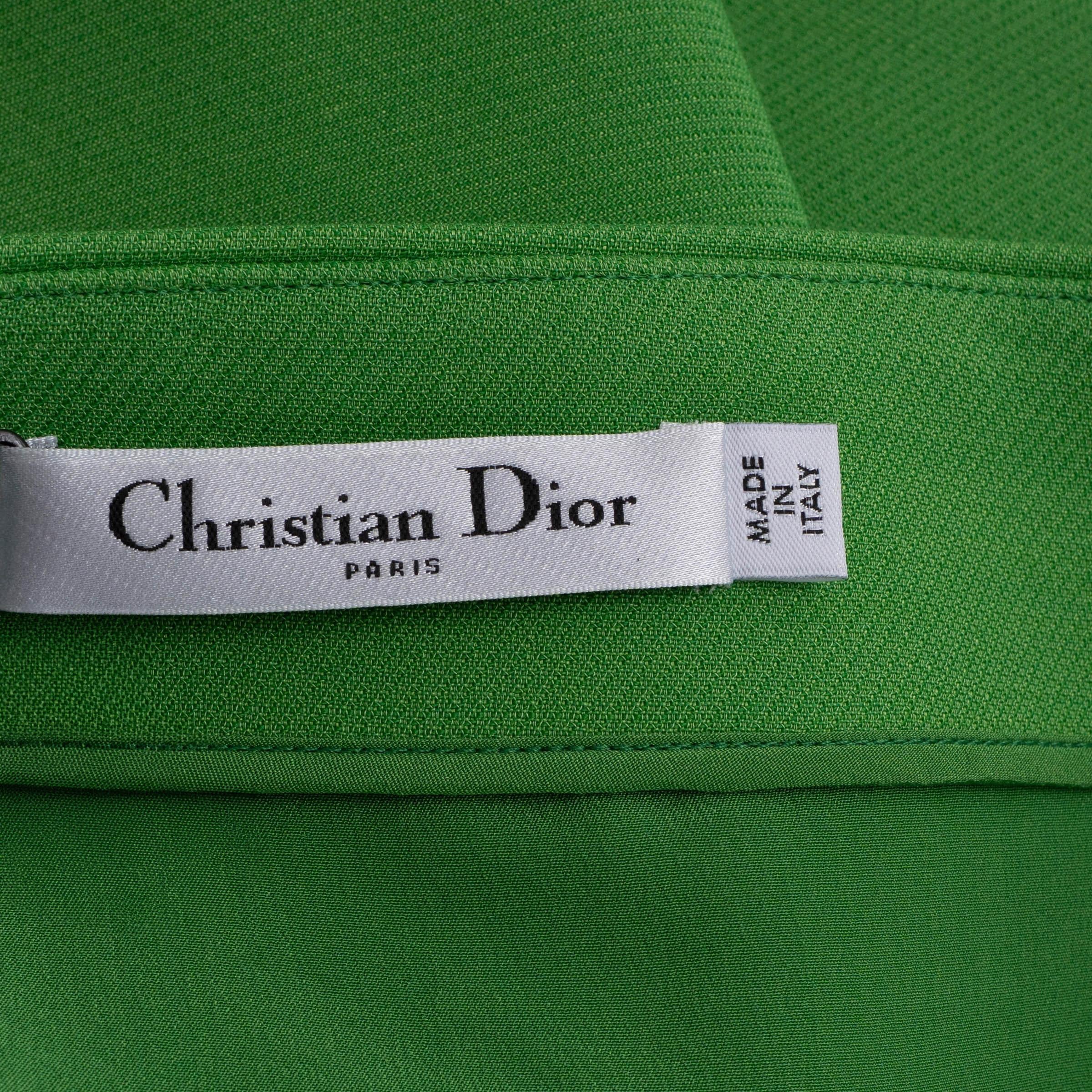 CHRISTIAN DIOR falda mini 2022 verde lana y seda 40 M en venta 2