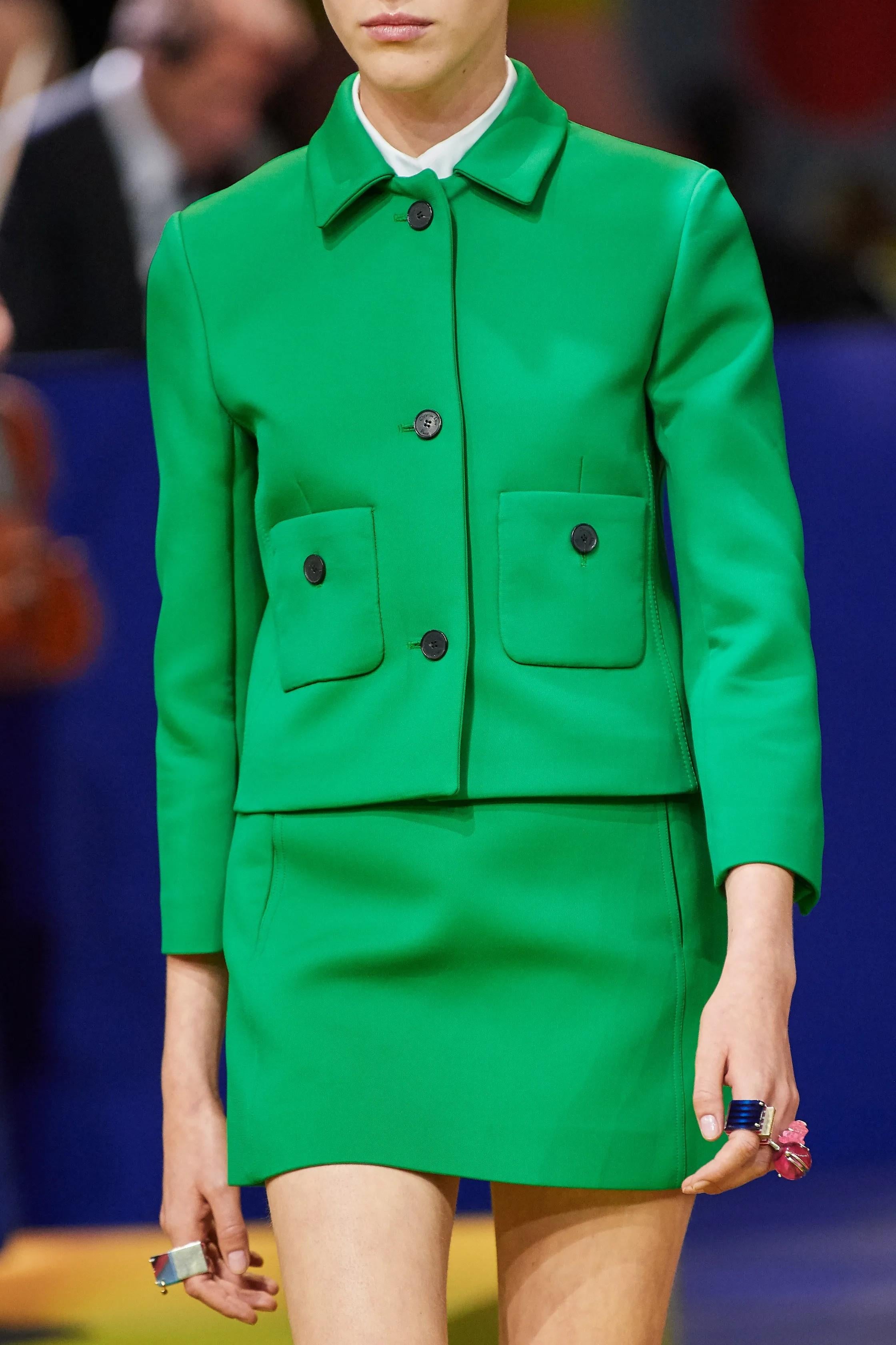CHRISTIAN DIOR falda mini 2022 verde lana y seda 40 M en venta 5