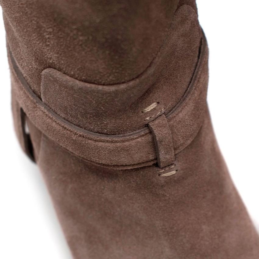 Christian Dior Greige Suede Harness Flat Boots - Size EU 37 For Sale 1