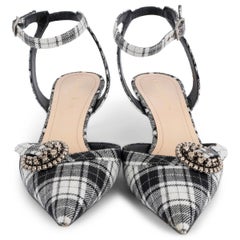 CHRISTIAN DIOR grey 2019 GANG TARTAN Ankle Strap Pumps Shoes 40