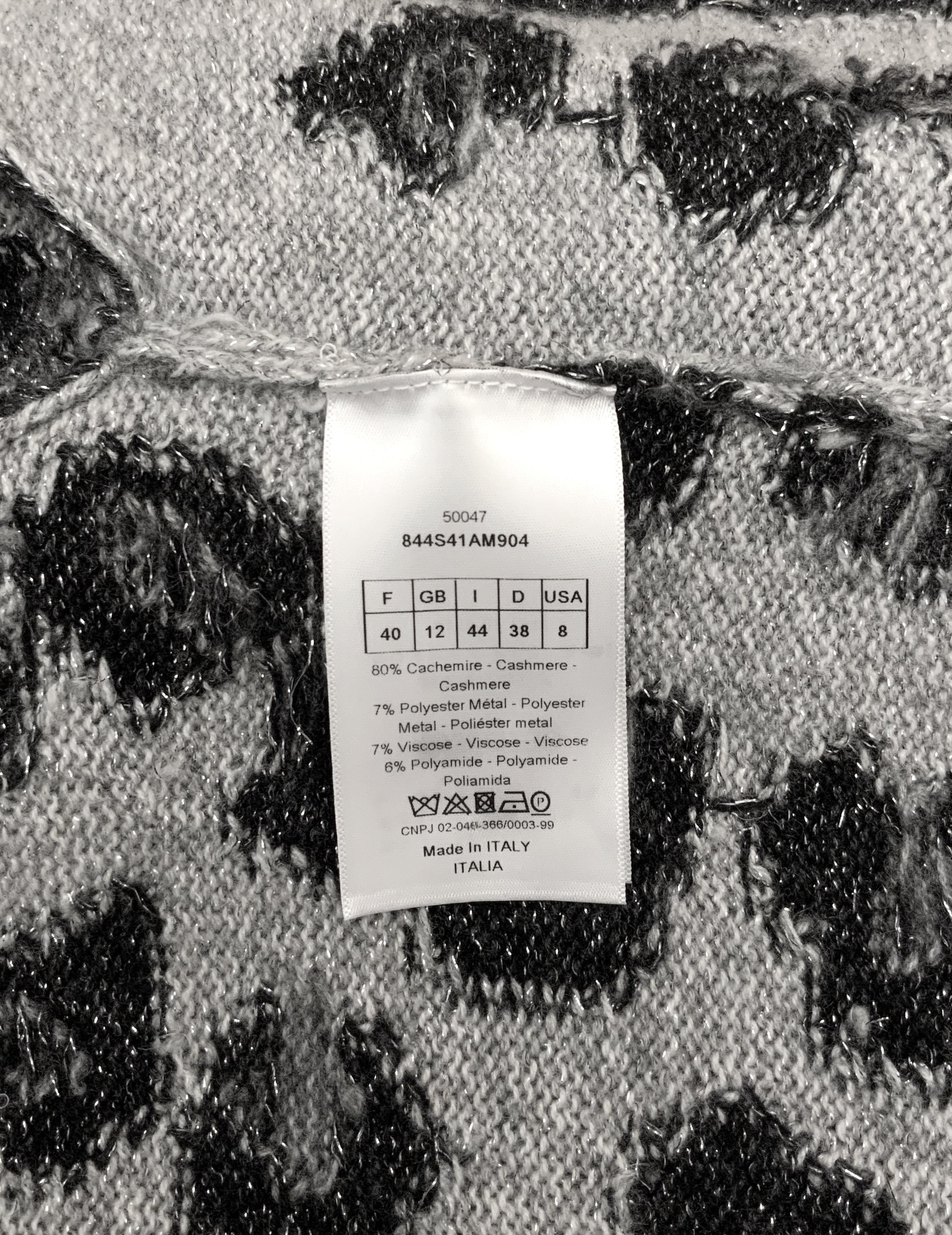 Gray Christian Dior Grey Animal Print Sweater